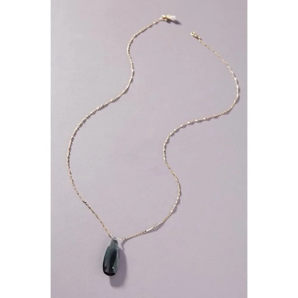 Anthropologie Skipping Stones Necklace Crystal Gem Gemstone Geode Gold Gray Grey - Picture 1 of 7
